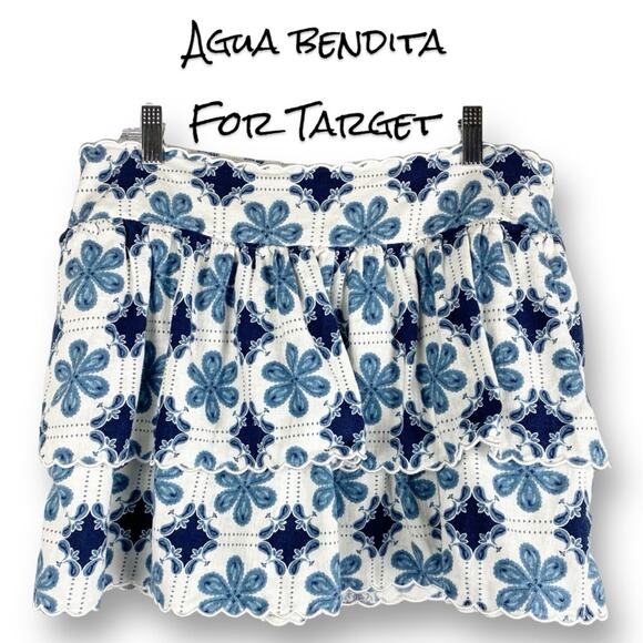 Agua bendita for Target Coral Tile Blue and White Mini Skirt Women’s Size Large - Picture 1 of 8